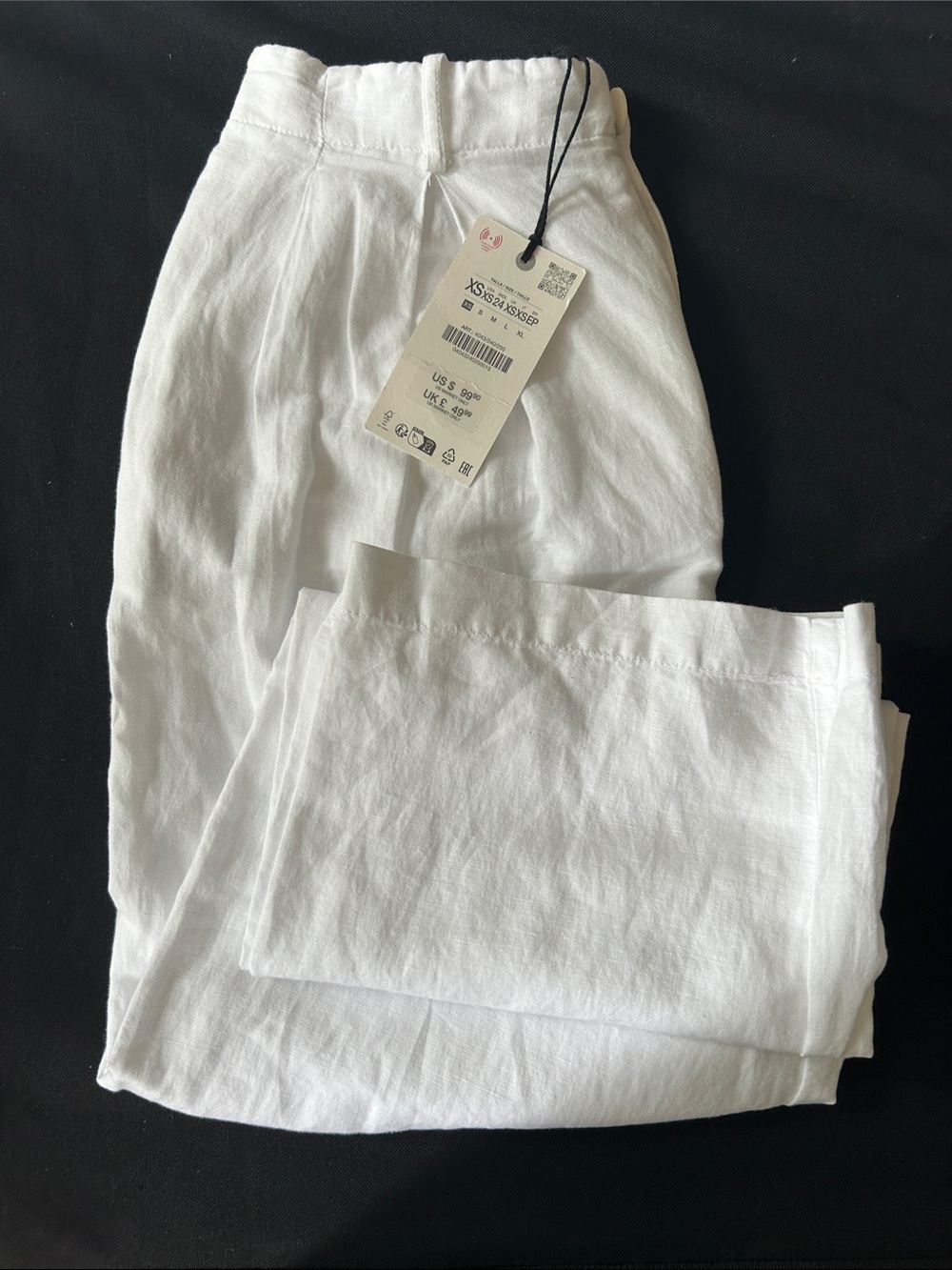 Zara White 1Linen-Blend Chinos